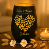 Cadeau personnalisé : photophore noir et or avec de prénoms - fabriqué par Love & Faith