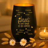 Cadeau personnalisé : photophore noir et or avec de prénoms - fabriqué par Love & Faith