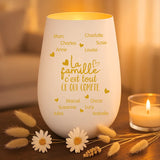 Cadeau personnalisé : photophore blanc et or avec gravure de prénoms - fabriqué par Love & Faith