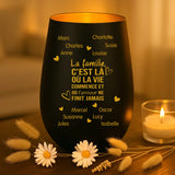 Cadeau personnalisé : photophore noir et or avec de prénoms - fabriqué par Love & Faith