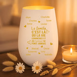 Cadeau personnalisé : photophore blanc et or avec gravure de prénoms - fabriqué par Love & Faith