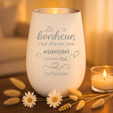 Cadeau personnalisé : photophore blanc et argent avec gravure de prénoms - fabriqué par Love & Faith