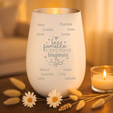 Cadeau personnalisé : photophore blanc et argent avec gravure de prénoms - fabriqué par Love & Faith