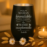 Cadeau personnalisé _ photophore noir et argent avec gravure de prénoms - fabriqué par Love & Faith