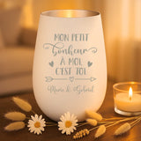 Cadeau personnalisé : photophore blanc et argent avec gravure de prénoms - fabriqué par Love & Faith