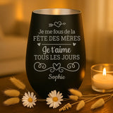 Cadeau personnalisé _ photophore noir et argent avec gravure de prénoms - fabriqué par Love & Faith