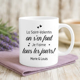 Cadeau personnalisé - mug blanc avec message et prénoms imprimés – idée cadeau unique de Love & Faith