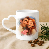 Cadeau personnalisé - mug blanc avec anse en forme de cœur et prénom imprimé – idée cadeau romantique de Love & Faith