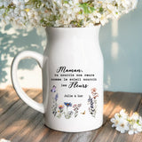 2 Personalisiertes Geschenk - Weiße Vase mit Henkel mit persönlichem Spruch und Namen