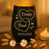 Cadeau personnalisé : photophore noir et or avec de prénoms - fabriqué par Love & Faith