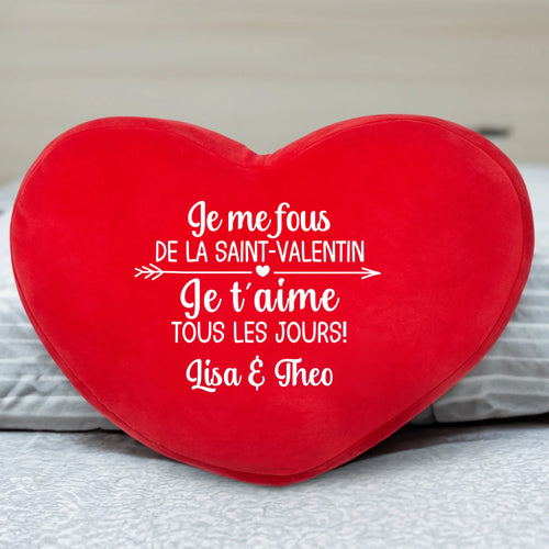 Coussin en forme de cœur personnalisable pour couple, peluche premium Saint-Valentin