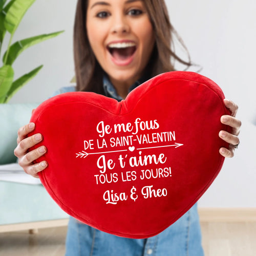 Coussin en forme de cœur personnalisable pour couple, peluche premium Saint-Valentin – Motiv 2