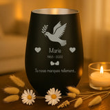 Cadeau personnalisé _ photophore noir et argent avec gravure de prénoms - fabriqué par Love & Faith