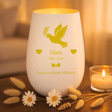 Cadeau personnalisé : photophore blanc et or avec gravure de prénoms - fabriqué par Love & Faith