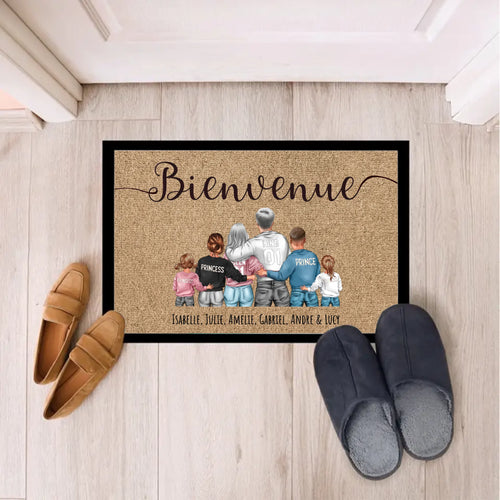 Paillasson personnalisé famille Nous avec design sur mesure, tapis bienvenue antidérapant – Motiv 2