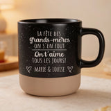 Personalisierte Tasse Steingut schwarz meliert von Love & Faith
