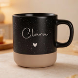 Personalisierte Tasse Steingut schwarz meliert von Love & Faith