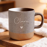 Personalisierte Tasse Steingut grau meliert von Love & Faith