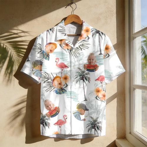 Chemise hawaïenne personnalisable Été avec arrière-plans colorés et design personnalisé