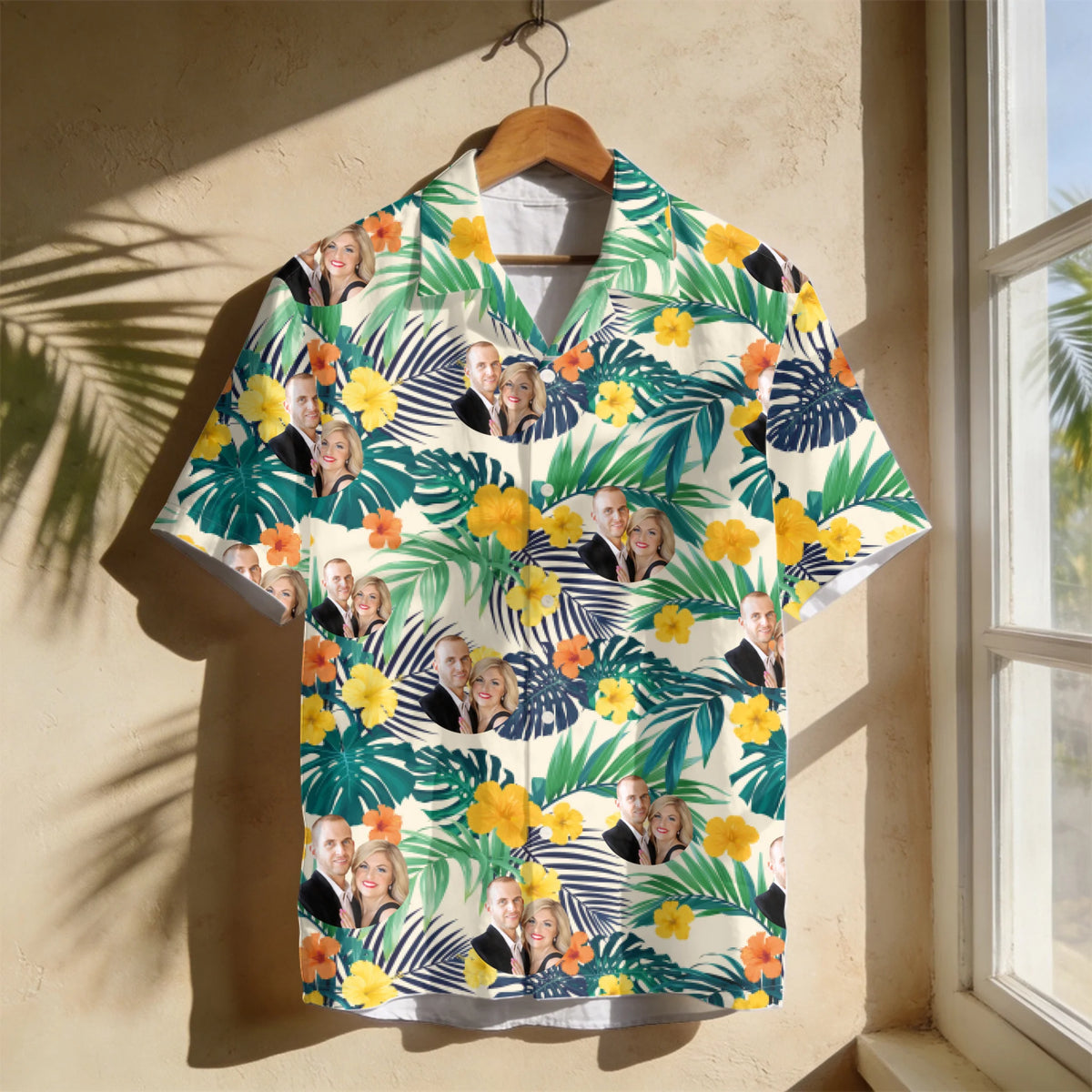 Chemise hawaïenne personnalisable avec photo et design coloré à l'hawaïenne