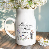 2 Personalisiertes Geschenk - Weiße Vase mit Henkel mit persönlichem Spruch und Namen