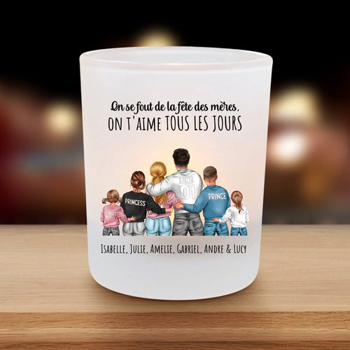 Porte-bougie chauffe-plat personnalisé verre satiné avec impression brillante, cadeau maman papa