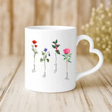 Cadeau personnalisé - mug blanc avec anse en forme de cœur et prénom imprimé – idée cadeau romantique de Love & Faith