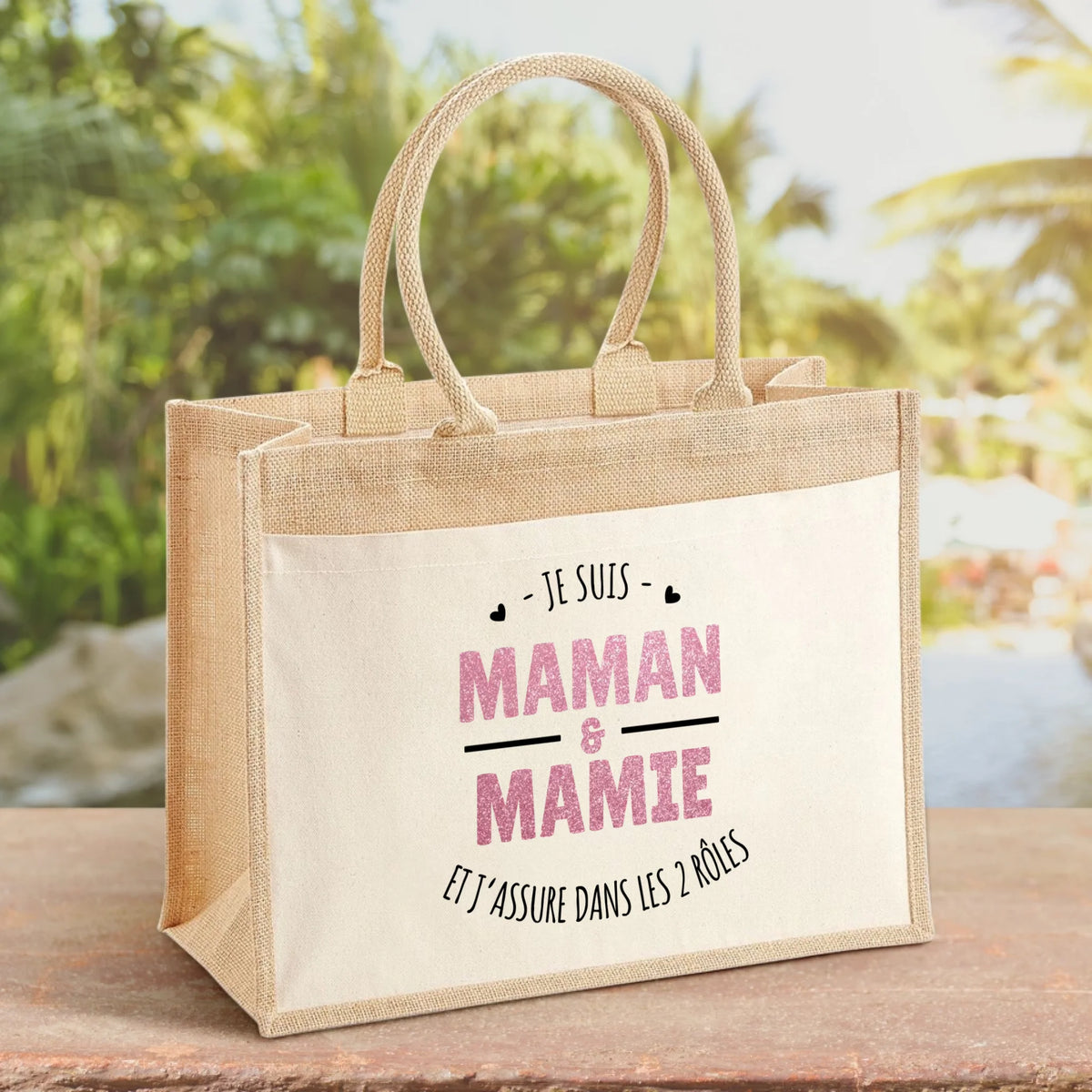 Sac tote personnalisable Je suis à la fois avec prénoms, design au choix, poignées solides et impression DTF