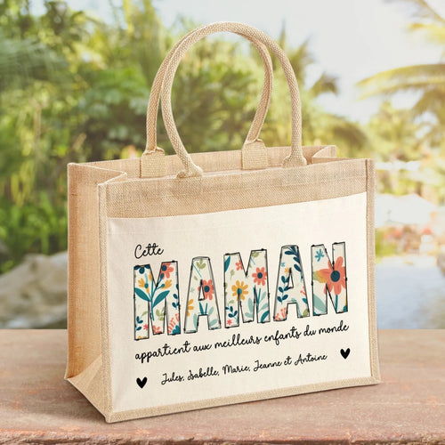 Sac personnalisé Meilleure maman avec poignées de transport, à customiser pour maman et mamie – Motiv 2