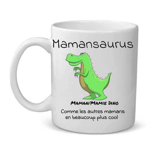 Tasse personnalisable Mamansaurus avec dinosaure et prénoms pour maman ou grand-mère – Motiv 2