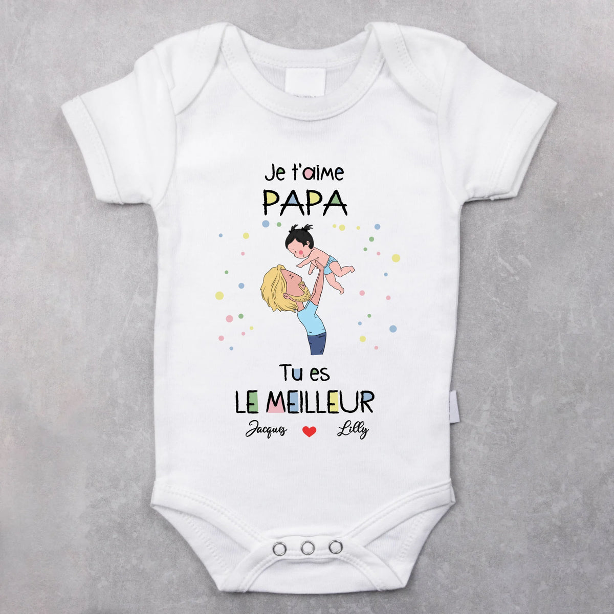 Body bébé personnalisé Meilleurs parents avec prénoms customisables pour fête des mères et pères
