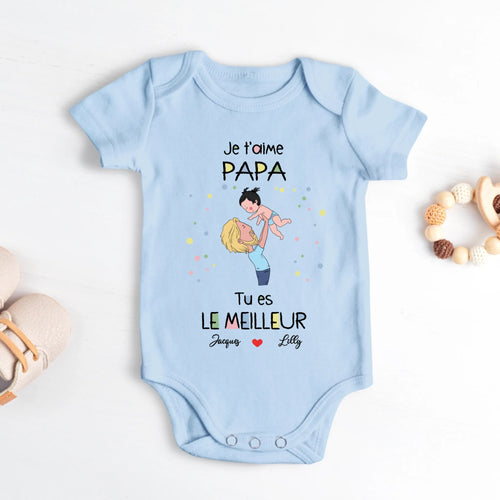 Body bébé personnalisé Meilleur papa, cadeau fête des pères avec prénoms – Motiv 2