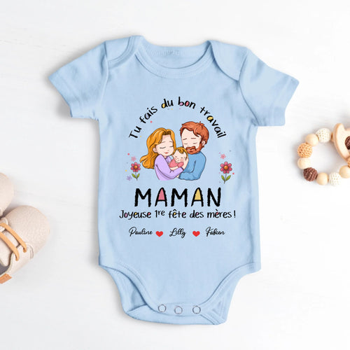 Body bébé personnalisé Ma Maman avec dessin mignon de la famille, matière douce et confortable – Motiv 2