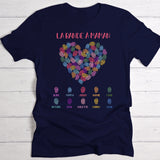 T-shirt bleu marine personnalisable avec ton design – fabriqué par Love & Faith