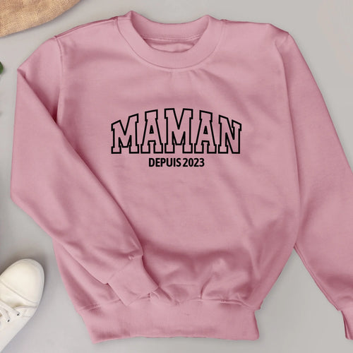 Sweat personnalisable Maman Mamie Mamou avec prénoms customisés, impression DTF premium pour maman et mamie – Motiv 2