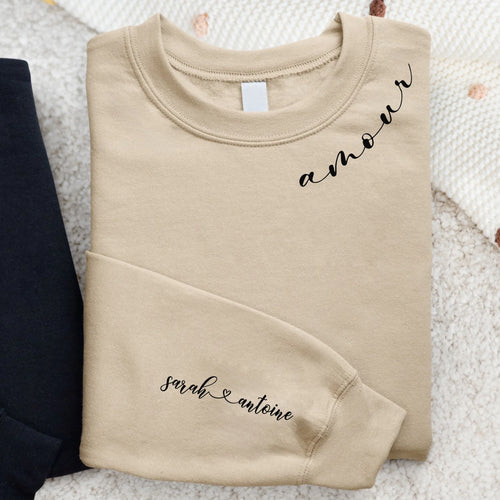 Sweat couple personnalisable Amour avec impression DTF haute qualité, matière premium douce