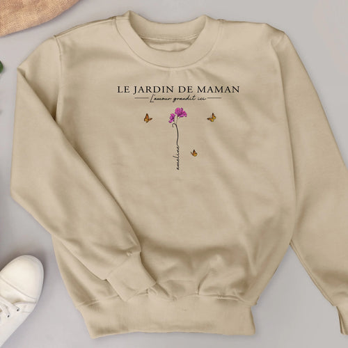 Sweat personnalisable L'amour grandit ici avec noms enfants pour mamie, impression DTF qualité premium