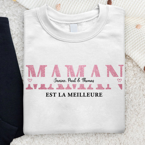 Sweat personnalisable Mamie avec noms enfants, qualité premium, impression durable