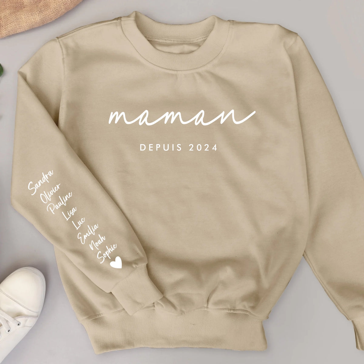 Sweat personnalisé maman mamie avec noms, impression DTF qualité premium, cadeau idéal Meilleure maman