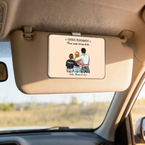 Acrylclip voiture personnalisé avec dessin famille pour pare-soleil, impression haute qualité – Motiv 2