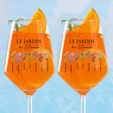 Le jardin de maman – Verre à vin personnalisé avec prénoms et fleurs pour maman et mamie