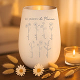 Cadeau personnalisé : photophore blanc et argent avec gravure de prénoms - fabriqué par Love & Faith