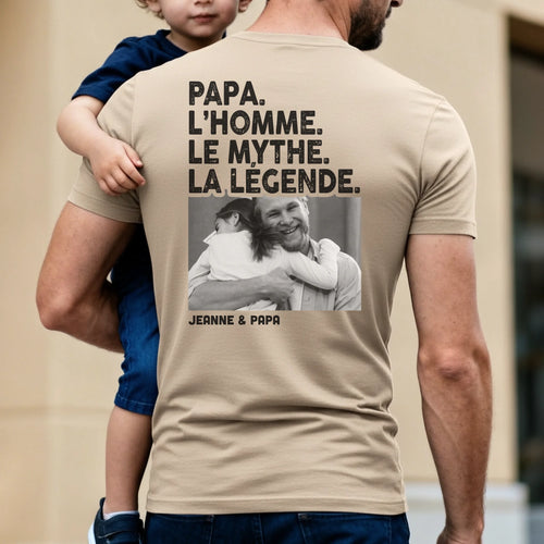 T-shirt oversize personnalisé papa avec imprimé au dos, coupe unisexe La Légende – Motiv 2