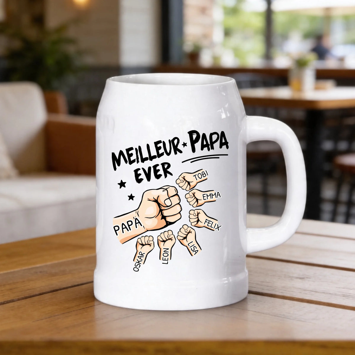 Chope à bière personnalisée en céramique Meilleur papa ever pour papa et grand-père