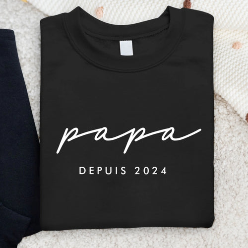 Sweat personnalisé Papa Papy avec prénoms, pull gris premium pour père et grand-père – Motiv 2