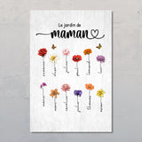 Le jardin de Maman - Poster personnalisé avec fleurs de naissance pour parents et grands-parents
