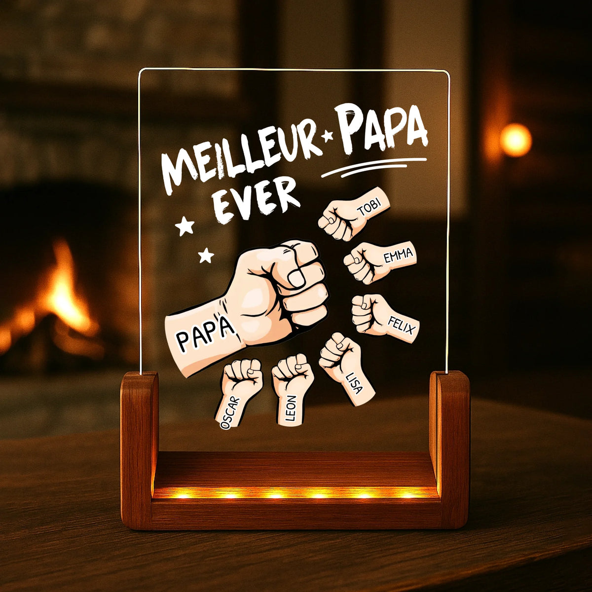 1Personlisiertes Geschenk - LED Aufsteller Portrait mit Holzsockel mit eigenen Namen personalisieren