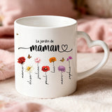 Cadeau personnalisé - mug blanc avec anse en forme de cœur et prénom imprimé – idée cadeau romantique de Love & Faith