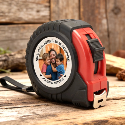 Mètre ruban personnalisé avec photo et prénom pour Papa, modèle Grandiose avec fonction de verrouillage – Motiv 2