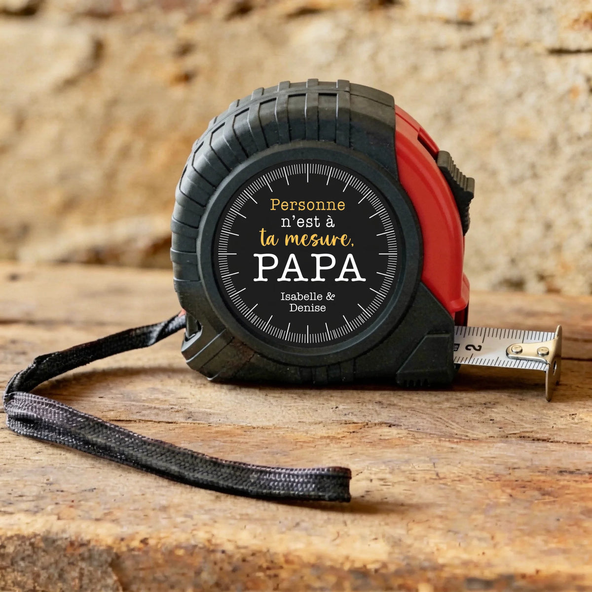 Mètre ruban personnalisé Papa 5 mètres avec texte gravé et fonction de verrouillage